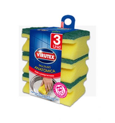 VIRUTEX Esponja Clasica Acanalada x 3